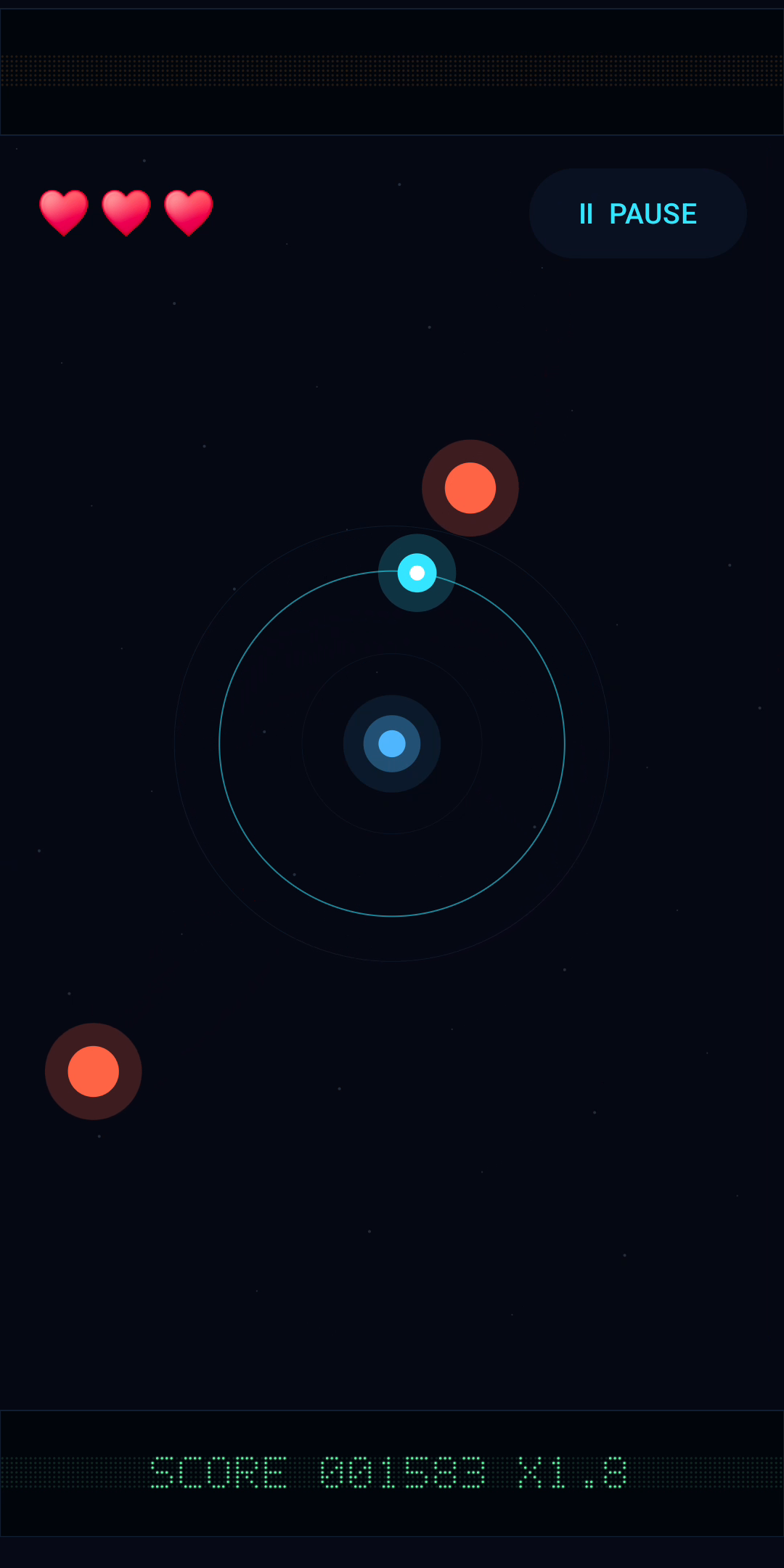 Orbit Escape gameplay showing the player navigating near an enemy