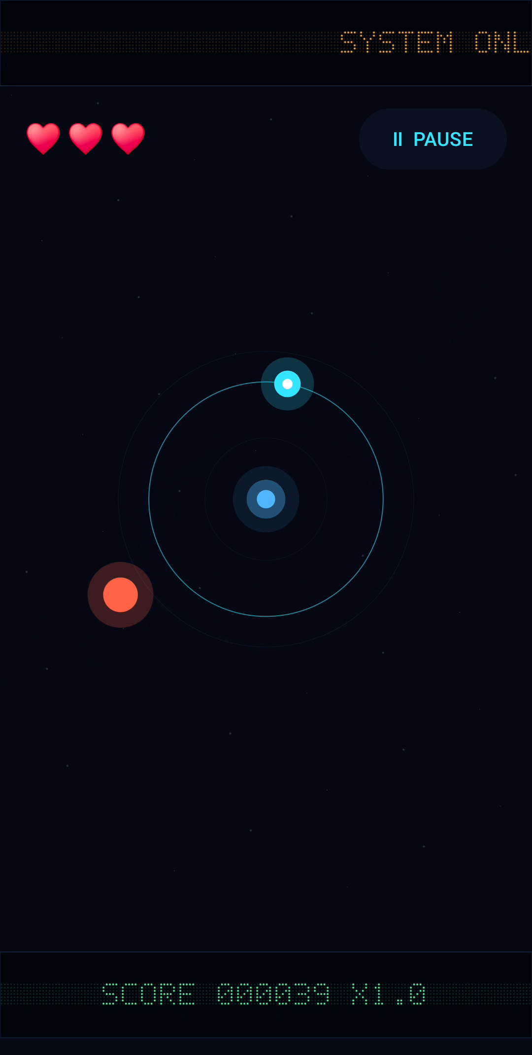 A single red normal obstacle approaching the orbit