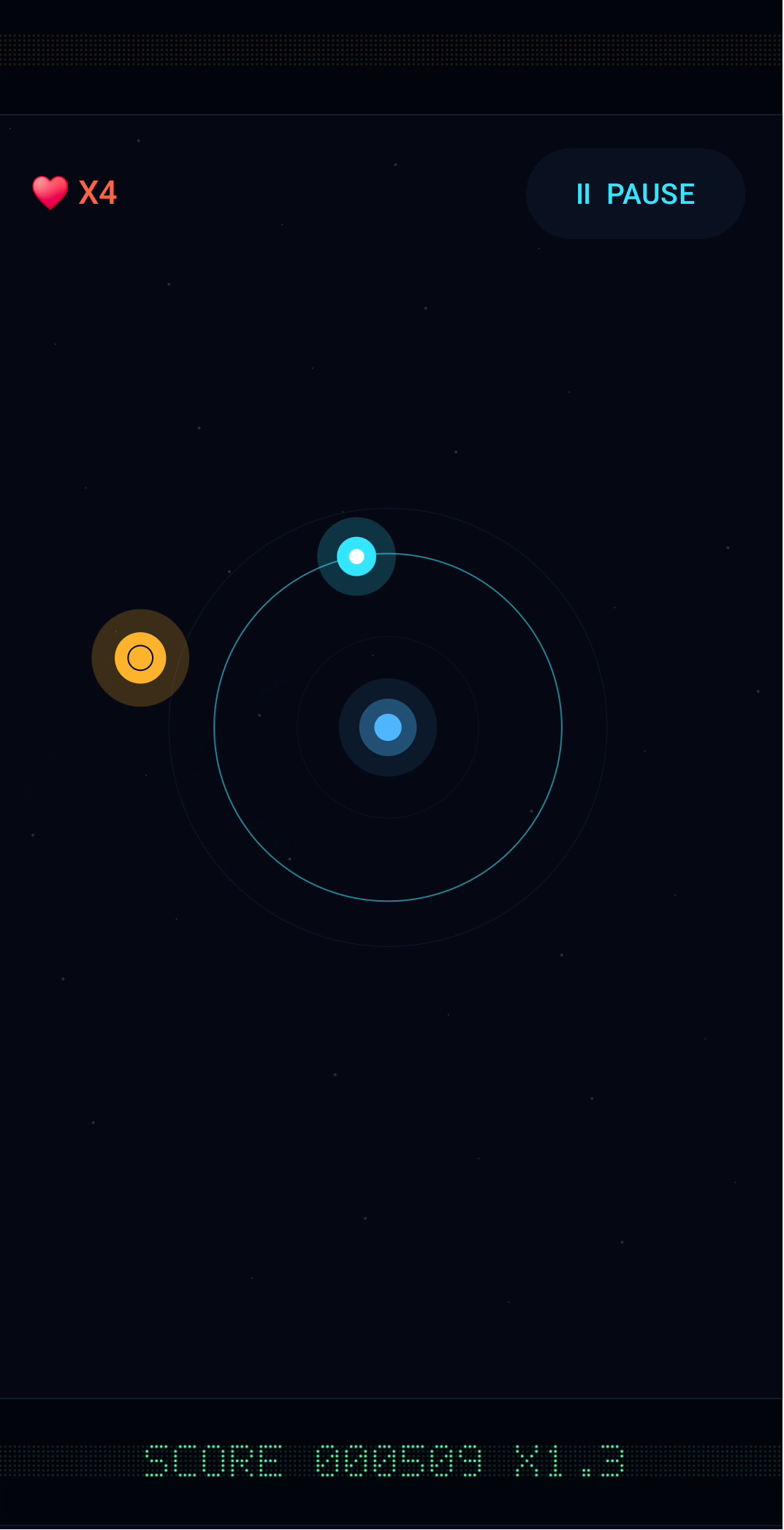 A green tracker approaching the player orbit