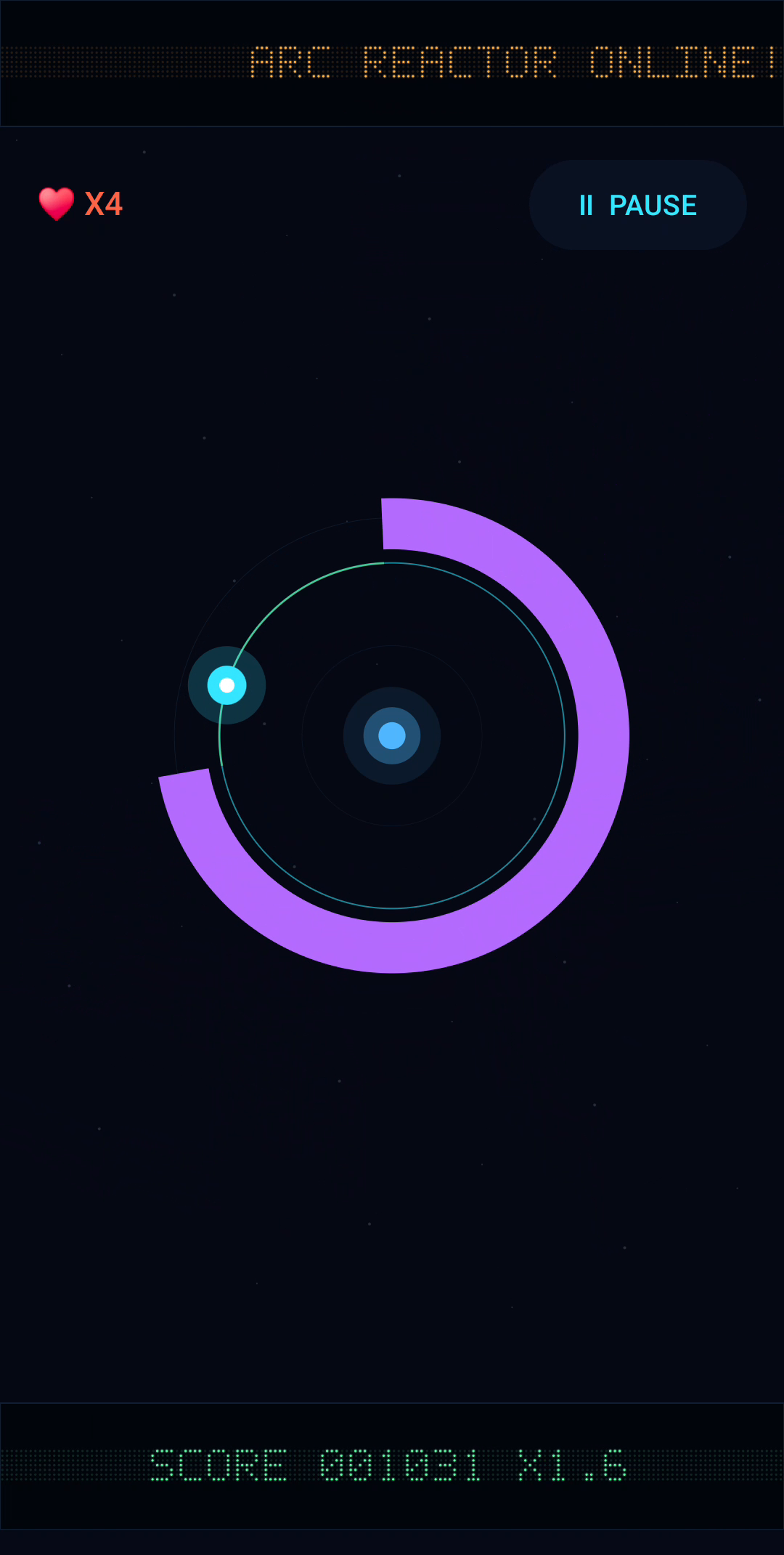 A purple Arc Gate with an open safe gap