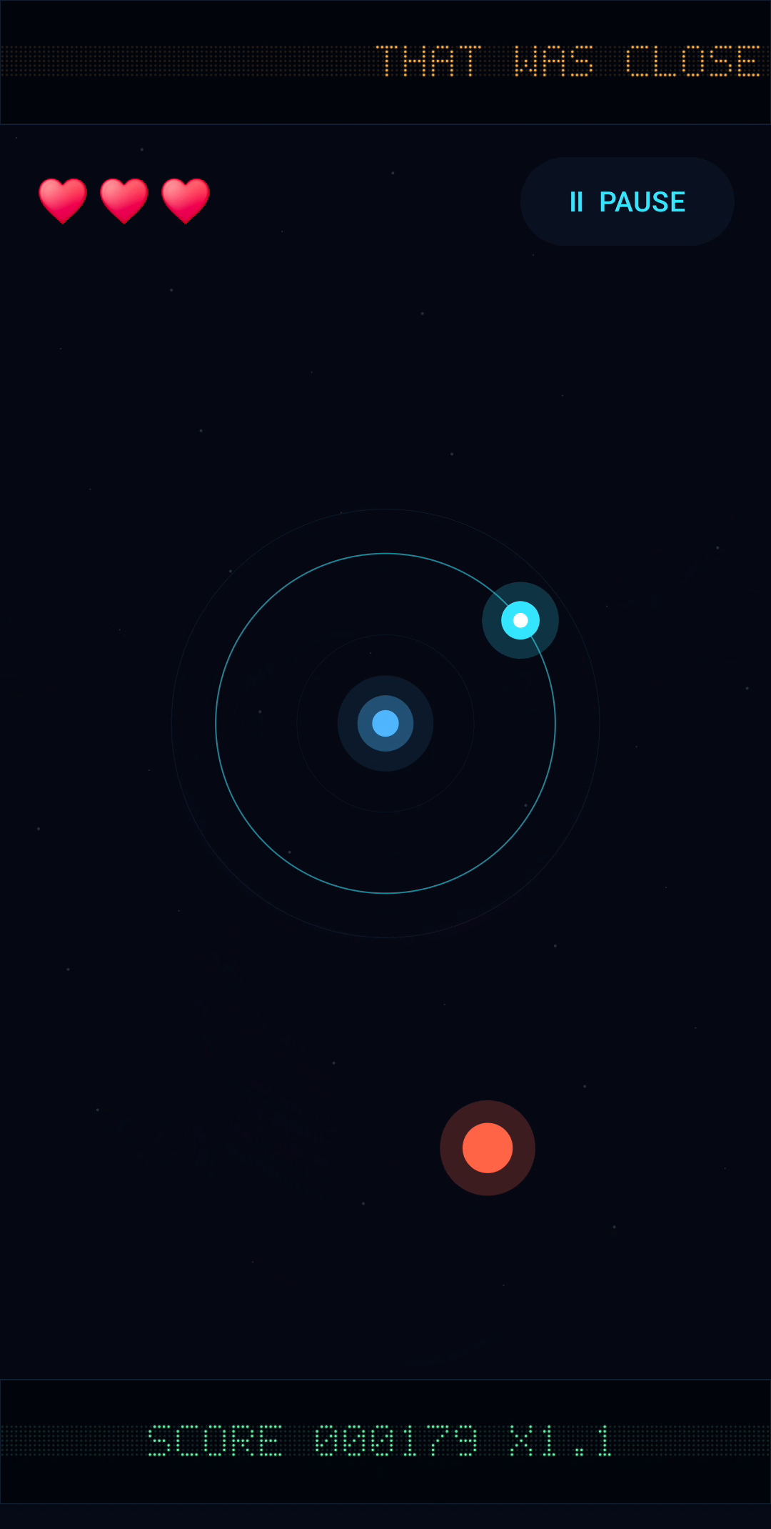 Orbit Escape Near Miss feedback during gameplay